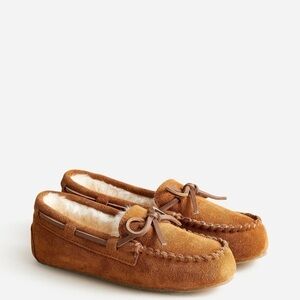J crew kids faux shearling slippers melted caramel